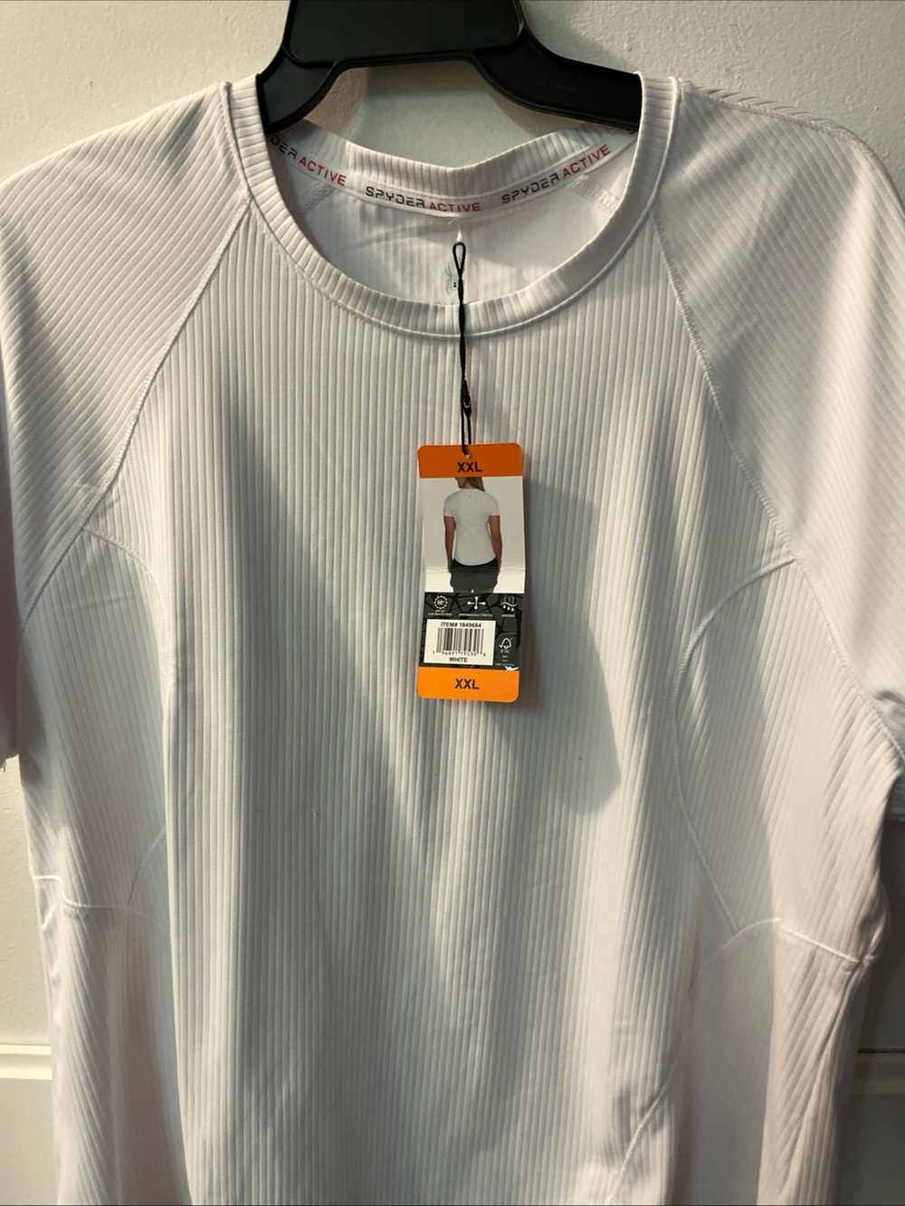 Spyder White Ribbed Performance Tee - XXL - Picture 2 of 10